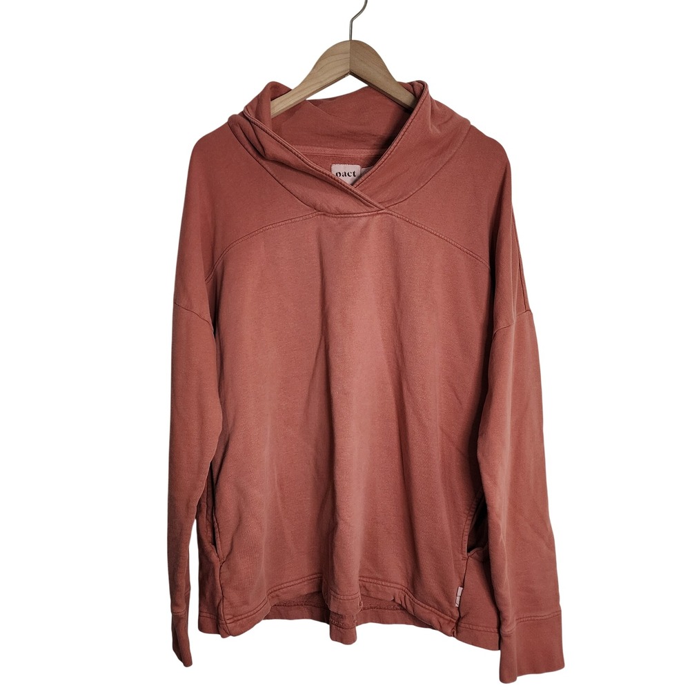 Pact Pullover Sweatshirt Women XL Terracotta 100% Organic Cotton Funnel Neck